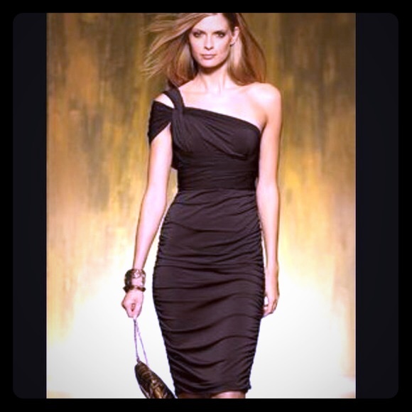 Moda International Dresses & Skirts - Brown multi-way dress with fitted ruched skirt